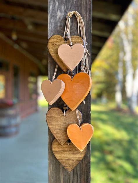 Wood Hearts Wooden Heart Decor Handmade Heart Shaped Wall Hangings