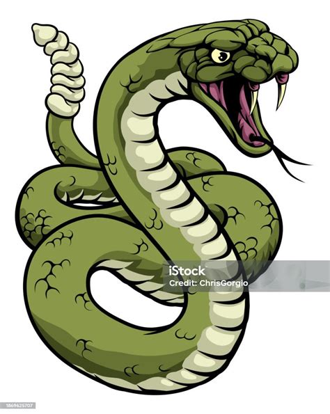 Rattlesnake Snake Animal Sport Team Cartoon Mascot Stock Illustration