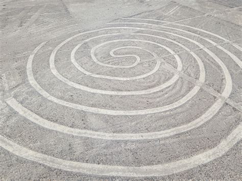 Aerial view of geometric shapes geoglyph in Nazca, Peru - Stock Image ...