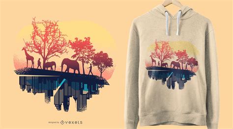 Descarga Vector De Dise O De Camiseta Naturaleza Y Ciudad