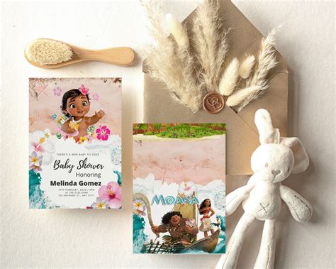 Moana Baby Shower Invitation Moana Birthday Invitation Etsy