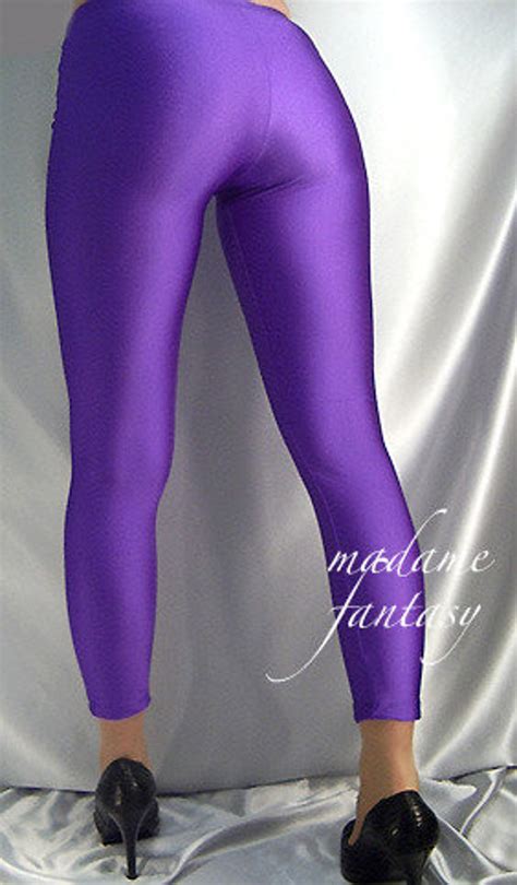 Purple Shiny Spandex Leggings Etsy