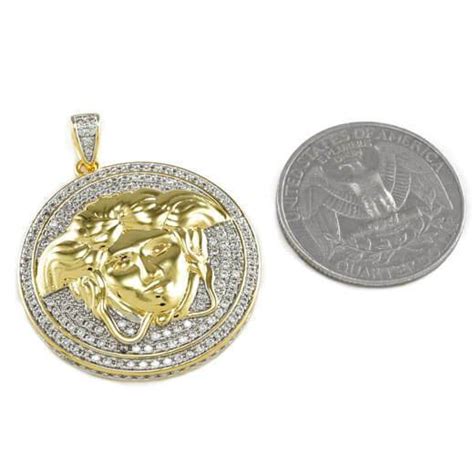 18k Gold Iced Medusa Pendant With Box Chain Nivs Bling