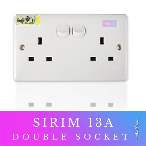 Sirim 13a Double Switch Socket Dua Socket Twin Socket Pvc Socket Socket Double