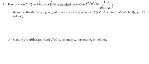 Solved 7 The Function Fxx326−x31 Has Simplified