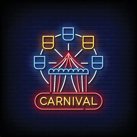 Neon Sign carnival with Brick Wall Background vector 11874166 Vector ...