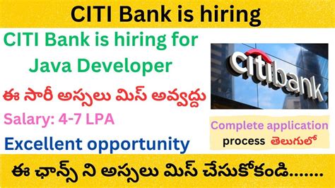 Citibank Is Hiring For Java Developer Freshers Java Developer Jobs In