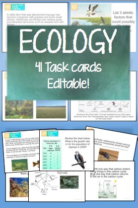 Ecology Task Cards Ecosystems Energy Population Growth