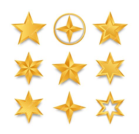 Premium Vector Set Of Realistic Golden Stars Isolated