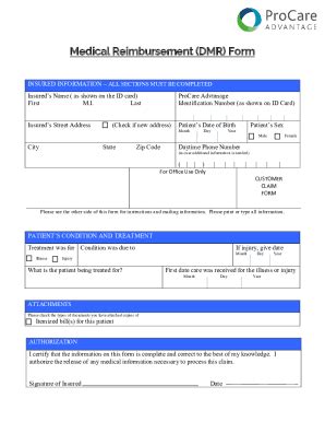 Fillable Online Medicare Medical Claim Reimbursement Form Aetna Fax