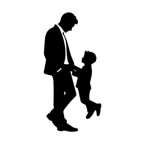 Father And Son Happy Fathers Day Silhouette Vector Premium Ai