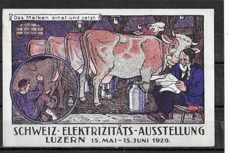 Luzern 1920 Schweiz Elektrizitätsausst Melken Landwirtsch Kaufen