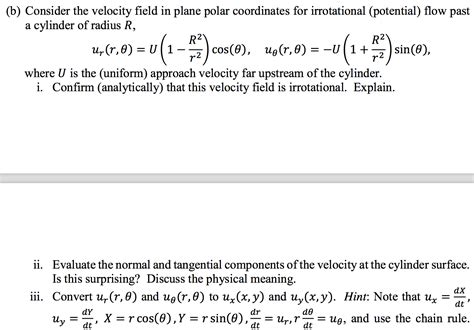 Solved Consider The Velocity Field In Plane Polar Chegg