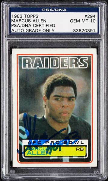 Lot Detail Marcus Allen Signed 1983 Topps RC No 294 Graded PSA DNA 10