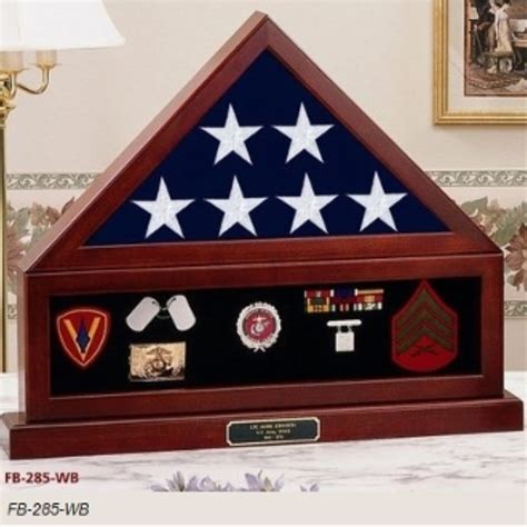 Combination Flag Display Case Shadow Box Flag Medal Pedestal