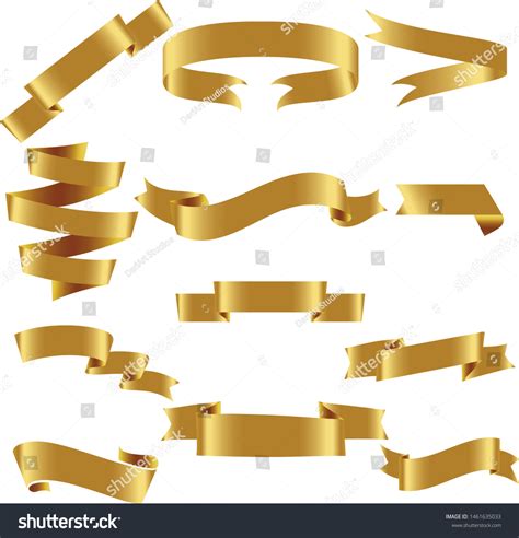 Gold Ribbon Set Inisolated White Background Vector De Stock Libre De Regalías 1461635033