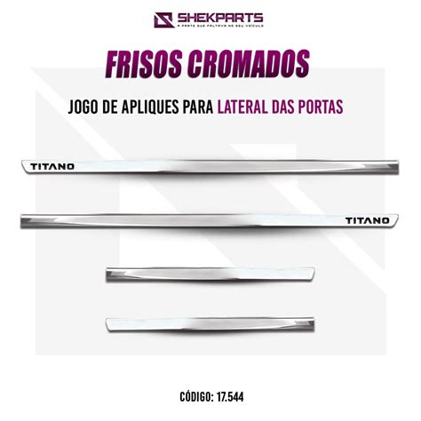 Jogo De Frisos Cromados Titano 4 Portas Lateral Slim