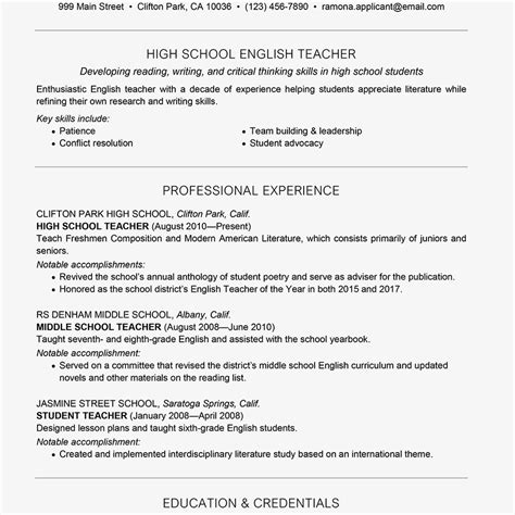 Educator Resume Examples | | Mt Home Arts