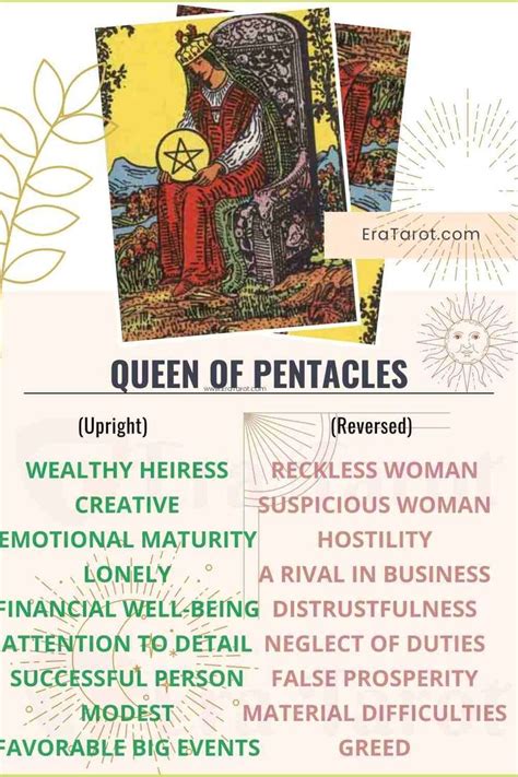 Queen Of Pentacles Tarot Card Meaning Reversed Yes And No Love Life