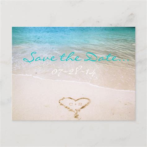 Beach Wedding Save The Date Invitation Postcard Zazzle