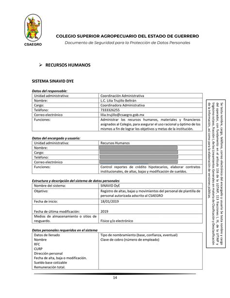 Documento de Seguridad para la Protección de Datos Personales del