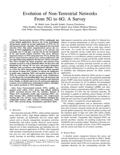 Evolution Of Non Terrestrial Networks From 5g To 6g A Survey Deepai