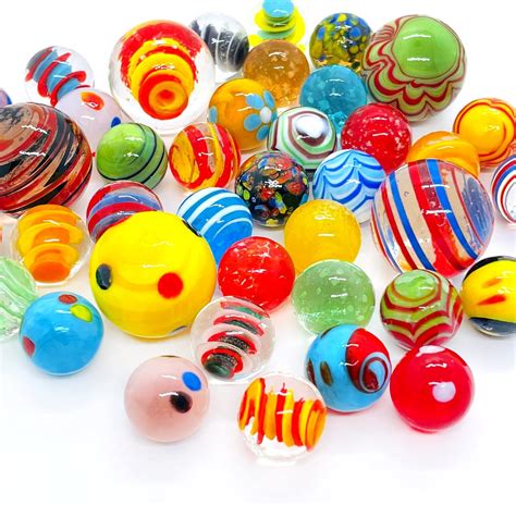 Saiburaz 40 Pcs Glass Marbles For Kids Big Small Colored Marbles