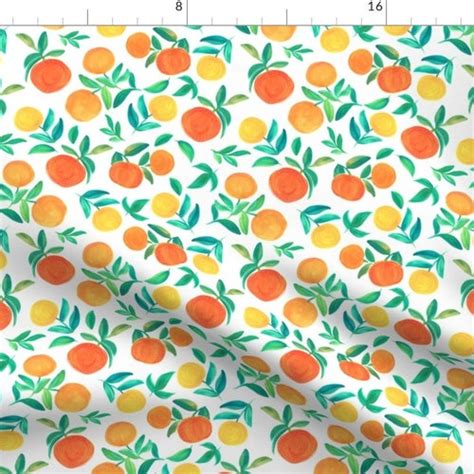 Watercolor Oranges Fabric Oranges By Dariara Orange Etsy