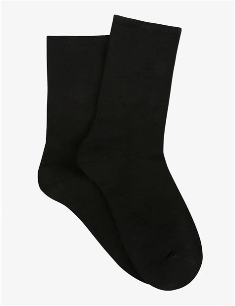 Ambra Bamboo Soft Top Crew Sock, 2-Pack, Black - Socks