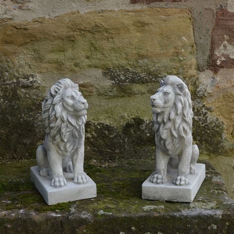 Deux Lions Sculpture En Plein Air Une Paire De Lions Ensemble Etsy France