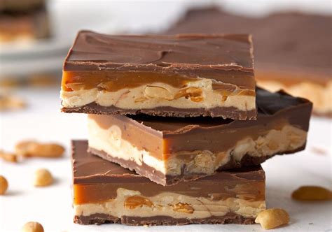 Caramel Nougat Chocolate Bars Recipe Homemade Snickers Dessert