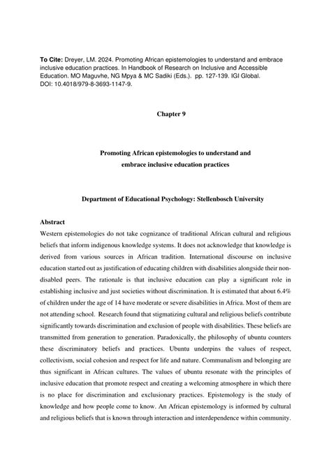 Pdf Promoting African Epistemologies To Understand And Embrace