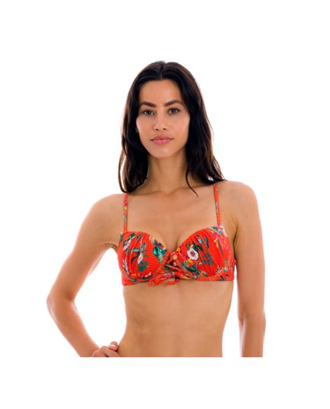 Red Floral Push Up Balconette Bikini Top Top Wildflowers Balconet