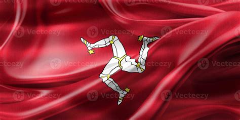 3d Illustration Of A Isle Of Man Flag Realistic Waving Fabric Flag