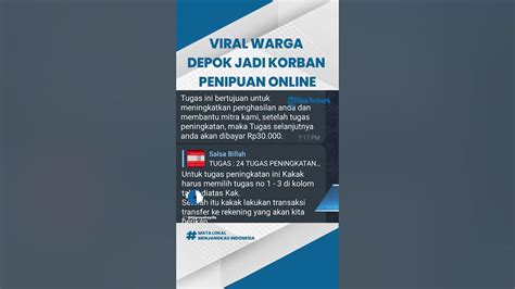 Modus Beri Tugas Like And Subscribe Warga Depok Jadi Korban Penipuan