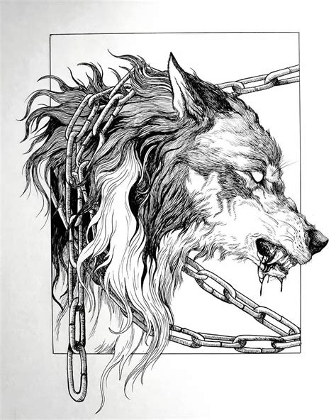 Su on Instagram: ""The shape of Fenrir" 8.4" x 7" Ink on paper The ...