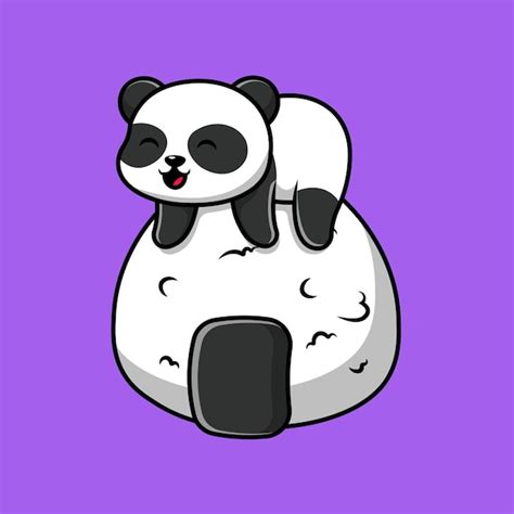 Premium Vector Cute Panda On Onigiri Cartoon Vector Icons Illustration