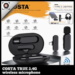 Jual COSTA True 2 4G Wireless Microphone Lavalier Clip On Mic Android