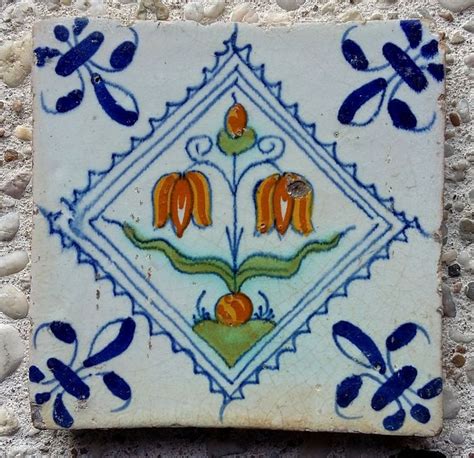 Rare Antique Tile With Lapwing Flower Earthenware Catawiki