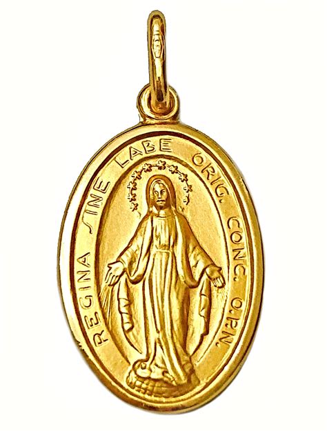 K Gold Our Lady Miraculous Medal Catholic Necklace Pendant Etsy