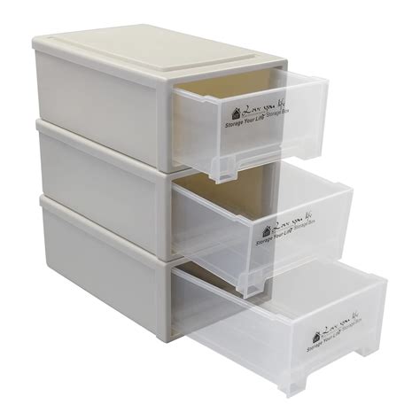 Buy Hommp 3 Packs Small Plastic Stacking Storage Drawers Stackable