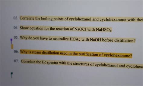 Solved 03. Correlate the boiling points of cyclohexanol and | Chegg.com