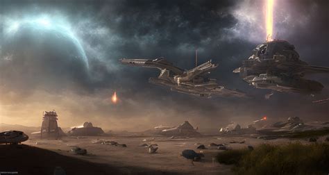 Sci-fi Spaceship battle #8 by Landskeeper on DeviantArt