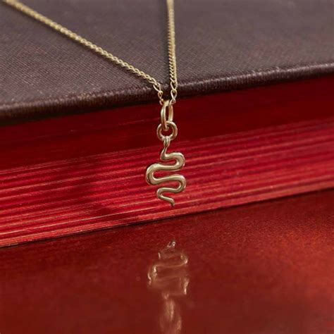 Solid K Gold Tiny Snake Charm Necklace Inch