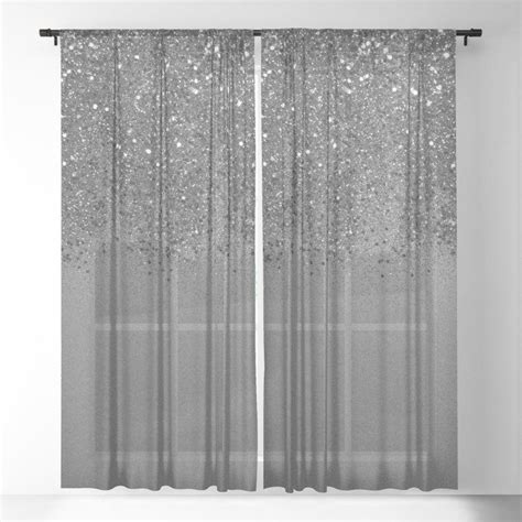 Elegant Silver Gray Glitter Sheer Curtain