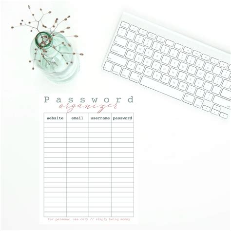 Printable Password Organizer Free Way To Organize Your Passwords