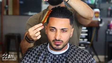 How To Cut A Brushback Mid Fade Barber Tutorial Youtube