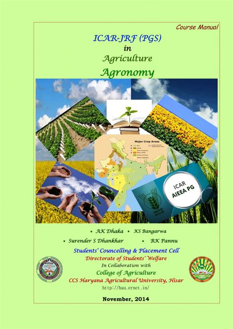 Pdf Course Manual On Icar Jrf Pgs In Agriculture Agronomy