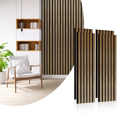 Defnes 4pack Acoustic Wood Wall Panels Interior Decorative Wood Panels For Wall 3d Slat Wood