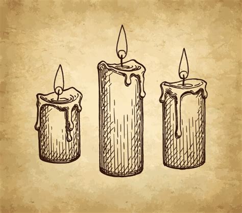 Ink Sketch Burning Candles Royalty Free Vector Image